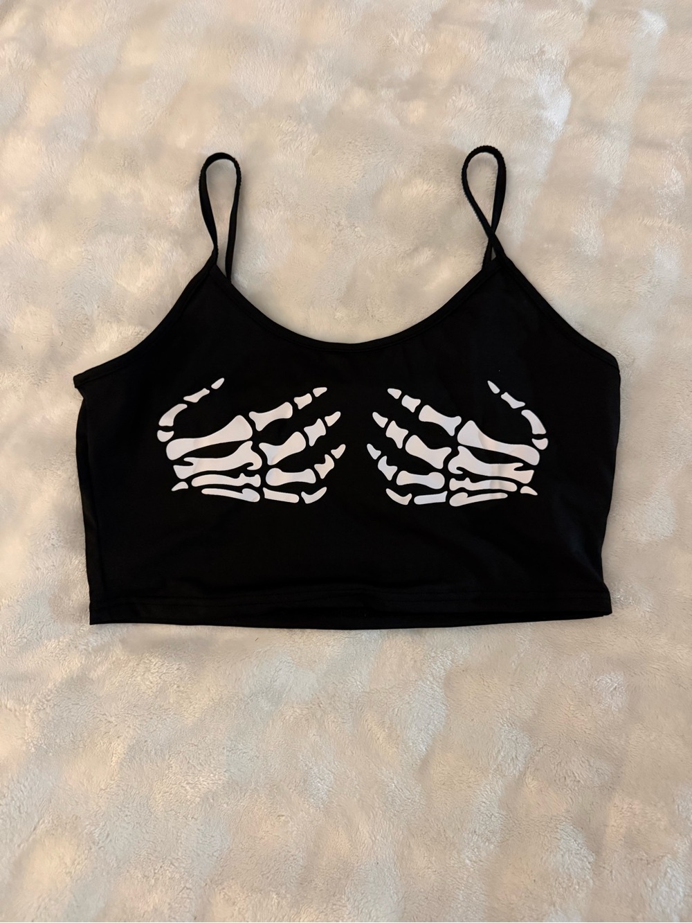 Black Skeleton Hand Crop Cami — Women’s Intimates